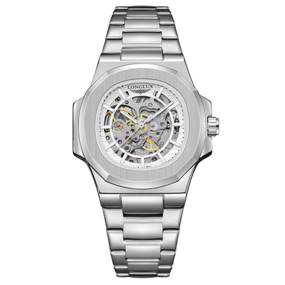 stainless steel skeleton waterproof watch