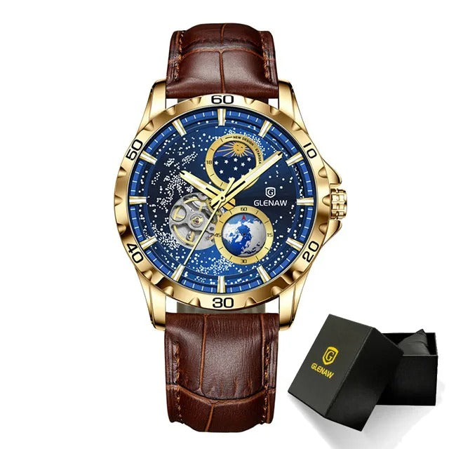 Rotating Earth Double Hand WristWatch