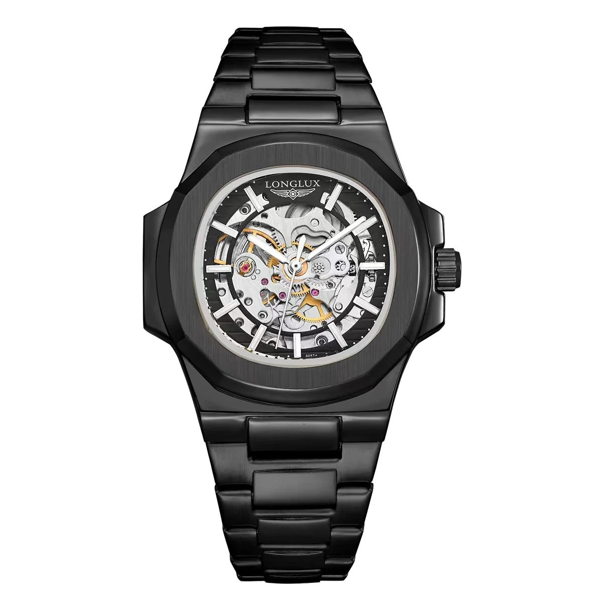 stainless steel skeleton waterproof watch