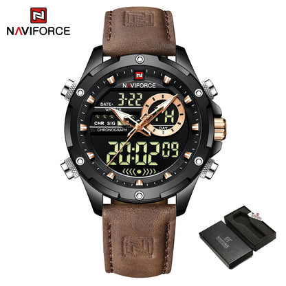 Quartz WristWatch Leather Waterproof Digital Clock