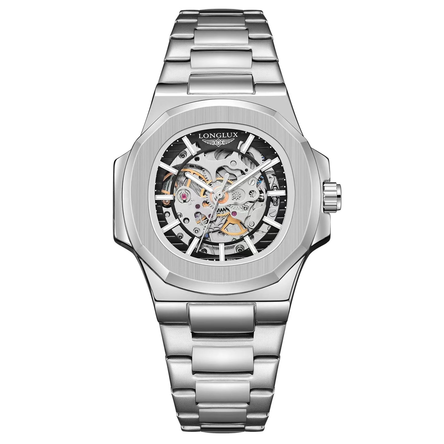 stainless steel skeleton waterproof watch