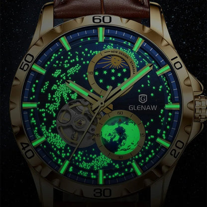 Rotating Earth Double Hand WristWatch