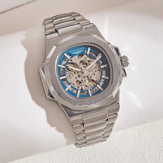 stainless steel skeleton waterproof watch