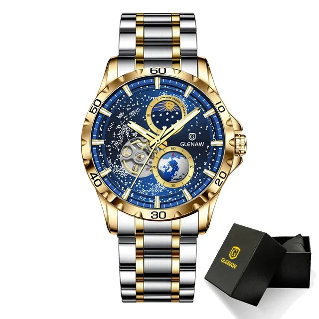 Rotating Earth Double Hand WristWatch