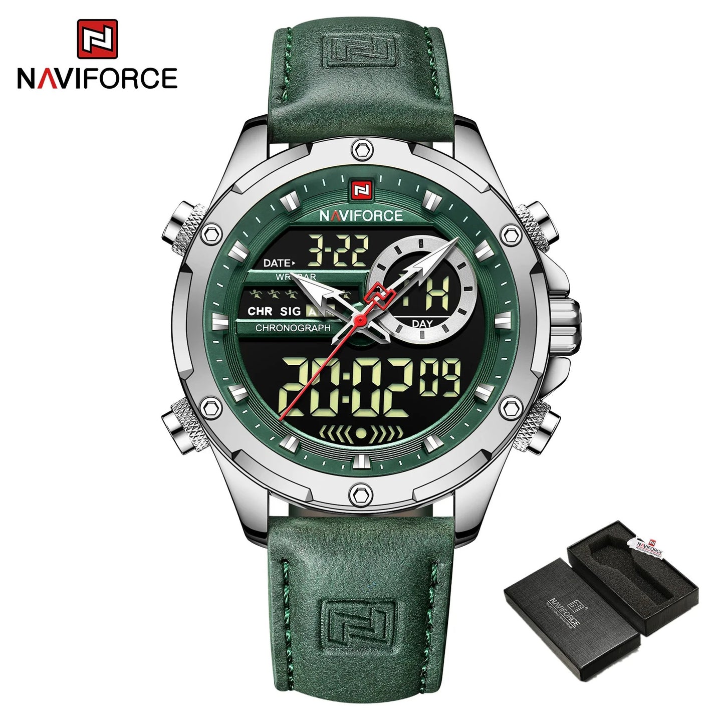 Quartz WristWatch Leather Waterproof Digital Clock