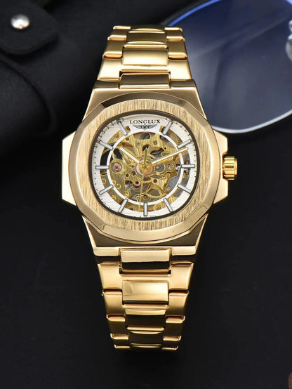 stainless steel skeleton waterproof watch